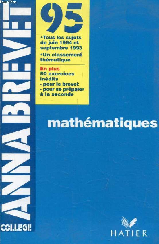 ANNABREVET 95, MATHEMATIQUES