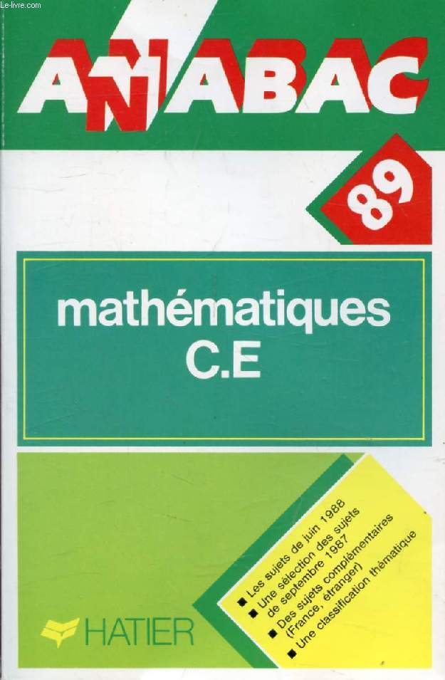 ANNABAC 89, MATHEMATIQUES, C, E