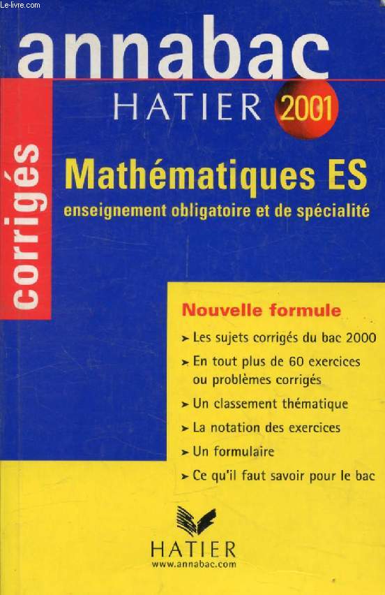 ANNABAC 2001, MATHEMATIQUES, E, S, CORRIGES