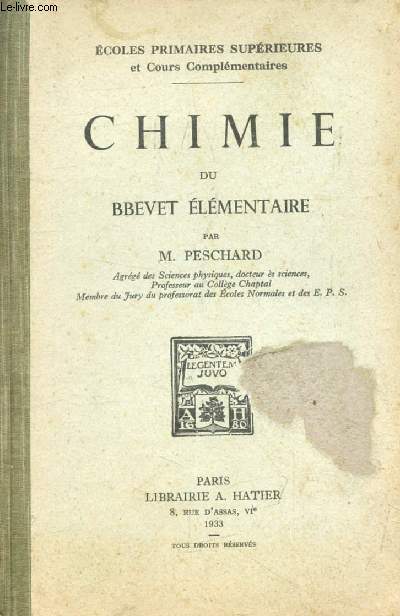 CHIMIE DU BREVET ELEMENTAIRE