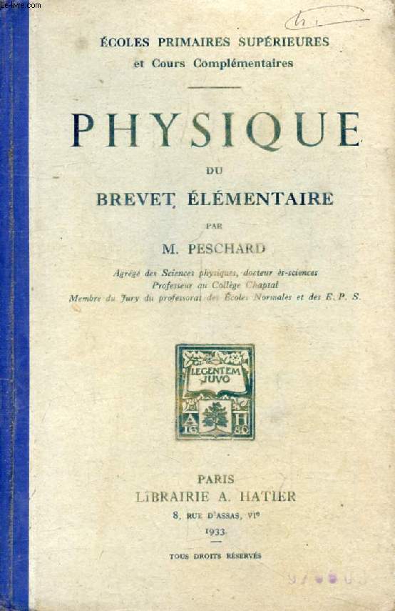 PHYSIQUE DU BREVET ELEMENTAIRE