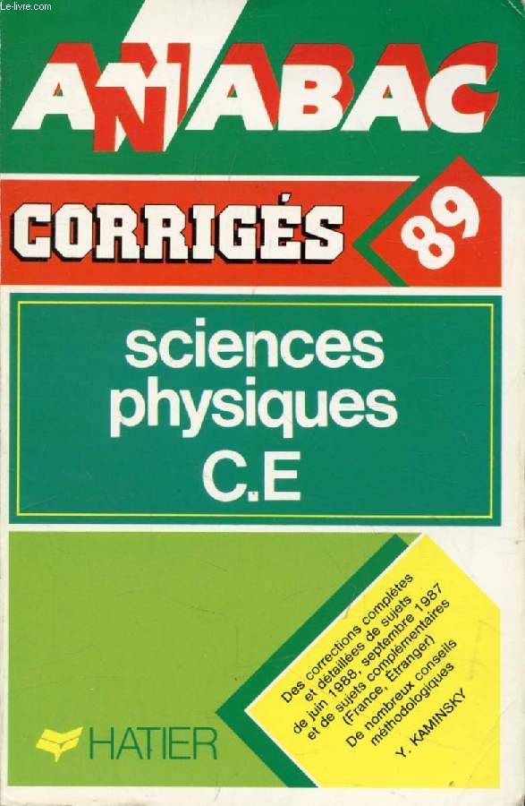 ANNABAC 89, SCIENCES PHYSIQUES, C, E, CORRIGES