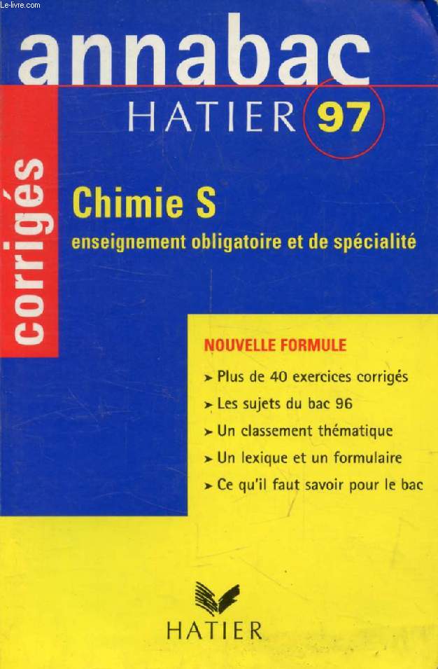 ANNABAC 97, CHIMIE, S, CORRIGES