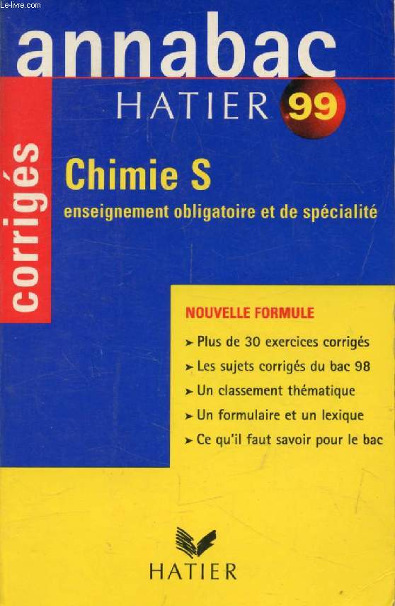 ANNABAC 99, CHIMIE, S, CORRIGES