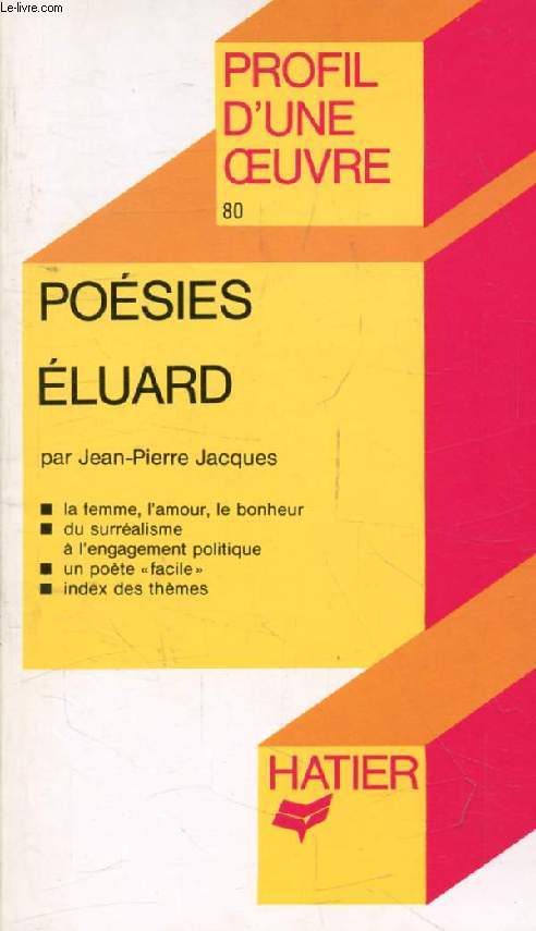 POESIES, P. ELUARD (Profil d'une Oeuvre, 80)