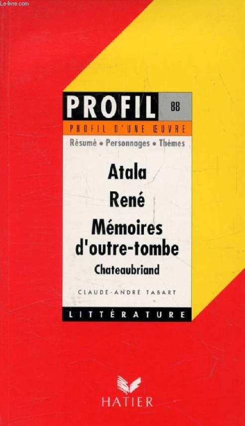ATALA, RENE, MEMOIRES D'OUTRE-TOMBE, F.-R. DE CHATEAUBRIAND (Profil Littrature, Profil d'une Oeuvre, 88)