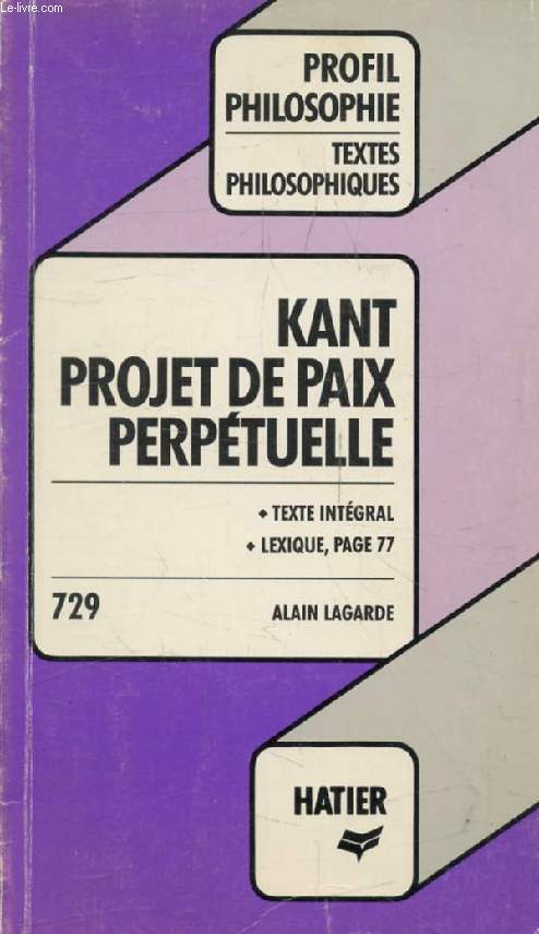 PROJET DE PAIX PERPETUELLE (Profil Philosophie, 729)