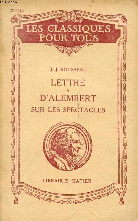 Lettre à d'Alembert - Livre de Jean-Jacques Rousseau