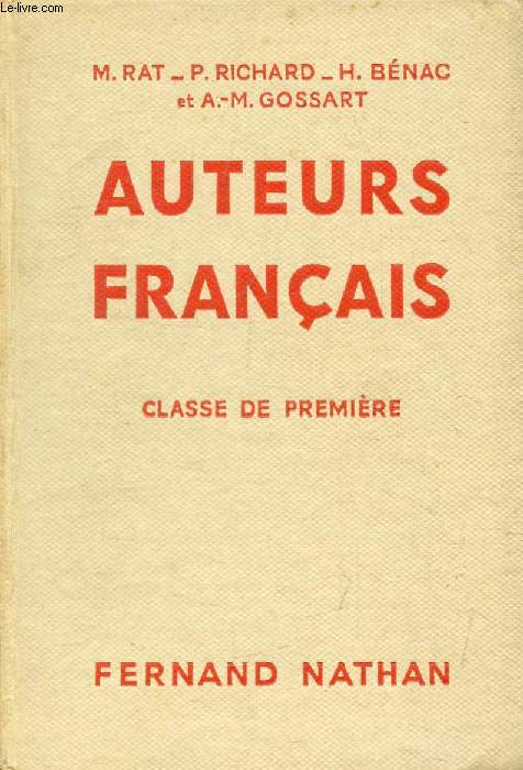 AUTEURS FRANCAIS, CLASSE DE 1re