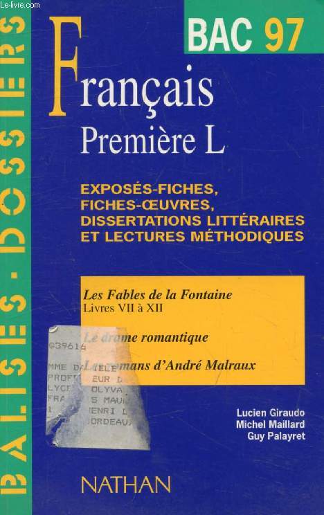 FRANCAIS, 1res L, BAC 97 (BALISES - DOSSIERS)