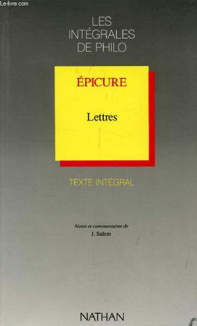 EPICURE, LETTRES