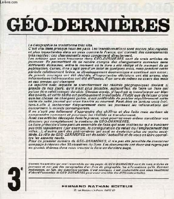 GEO-DERNIERES, 3e