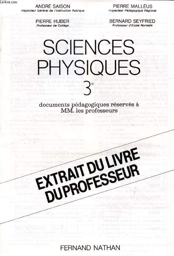 SCIENCES PHYSIQUES, 3e, EXTRAIT DU LIVRE DU PROFESSEUR