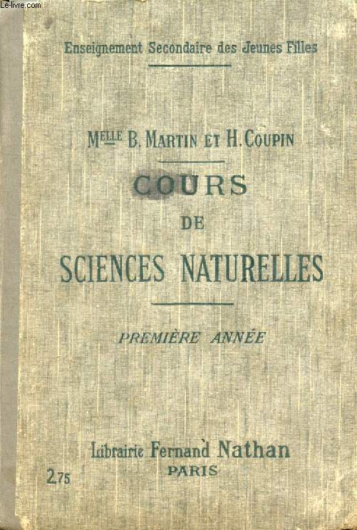 COURS DE SCIENCES NATURELLES, 1re ANNEE