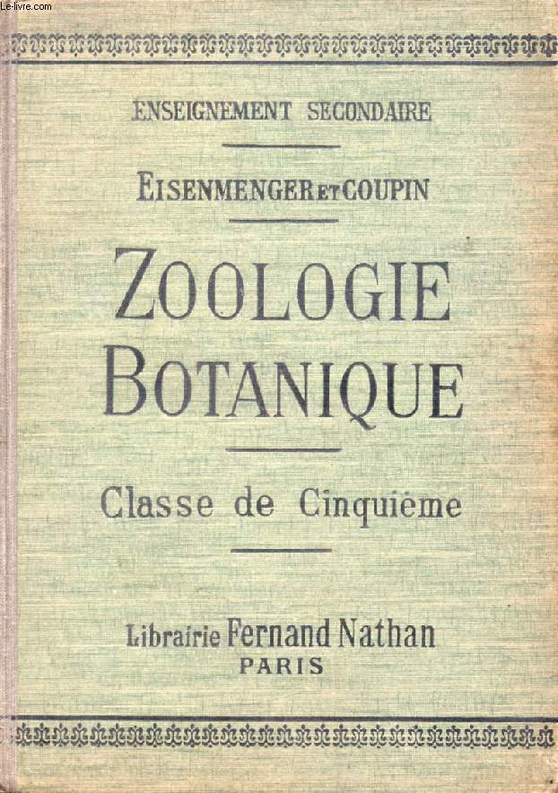 ZOOLOGIE ET BOTANIQUE, 1er CYCLE, CLASSE DE 5e