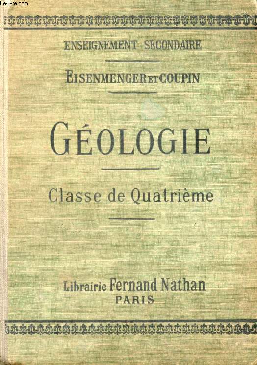 GEOLOGIE, 1er CYCLE, CLASSE DE 4e