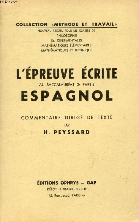 L'EPREUVE ECRITE AU BACCALAUREAT 2e PARTIE, ESPAGNOL, COMMENTAIRE DIRIGE DE TEXTE