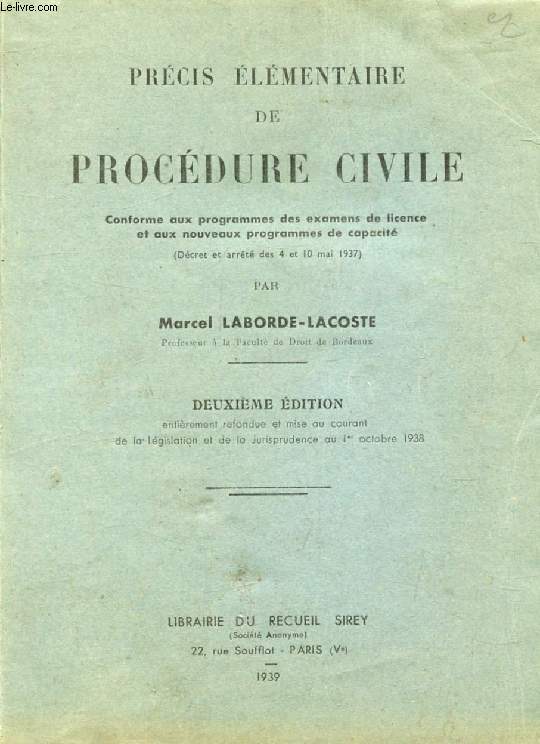 PRECIS ELEMENTAIRE DE PROCEDURE CIVILE