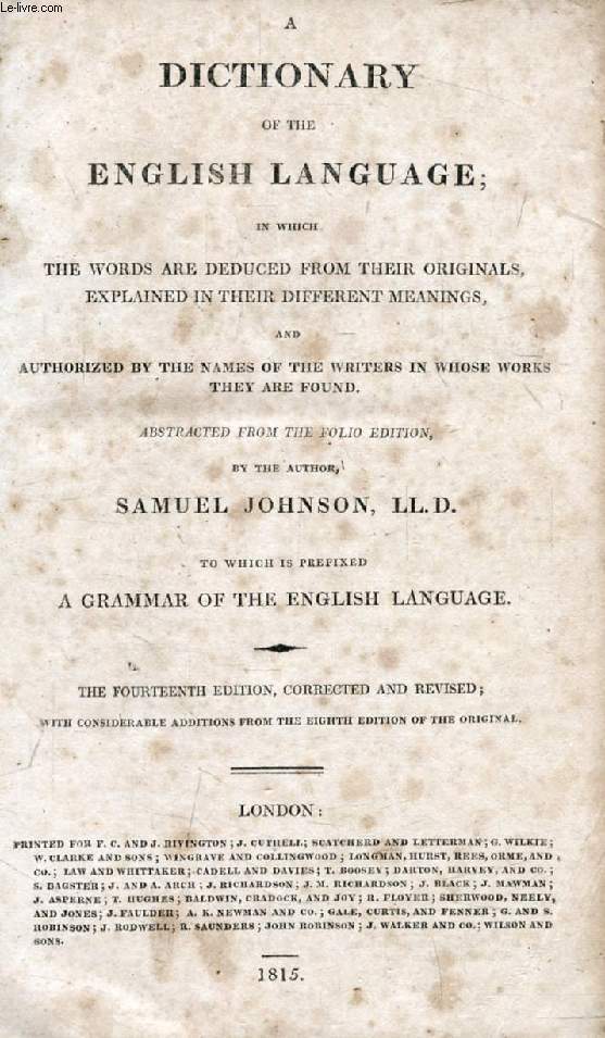 A DICTIONARY OF THE ENGLISH LANGUAGE