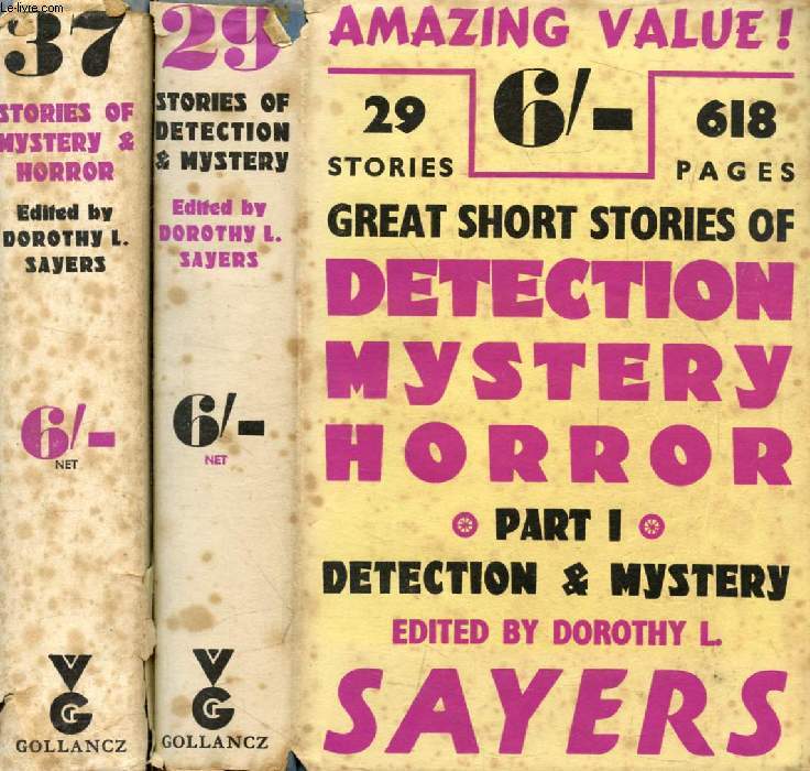 GREAT SHORT STORIES OF DETECTION, MYSTERY AND HORROR, 2 PARTS (VOLUMES), DETECTION AND MYSTERY / MYSTERY AND HORROR