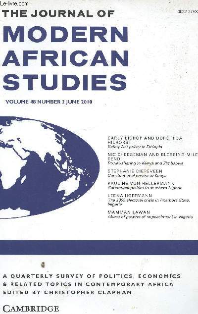 The Journal of modern African studies, vol. 48, n2, june 2010 : From food aid to food security : the case of the safety net policy in Ethiopia, par Bishop Carly - 