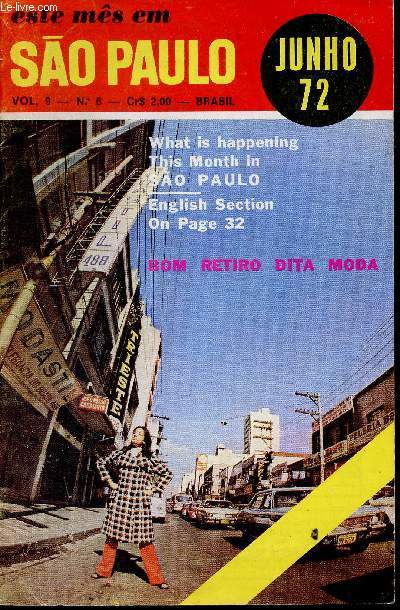Este mes en Sao Paulo, vol. 9, n6, junho 72 : Mapas : Do centro (ortogonal) e parcial - Calendario de eventos - Teatros, restaurantes, museus - etc