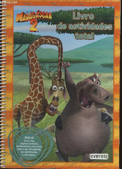 Madagascar 2 : Livro de actividades total. Inclui 2 puzzles, paginas lavaveis, autocolantes, uma cena para criar, 20 paginas de actividades e um poster