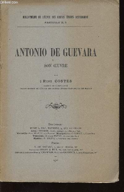 Antonio de Guevara. Son oeuvre