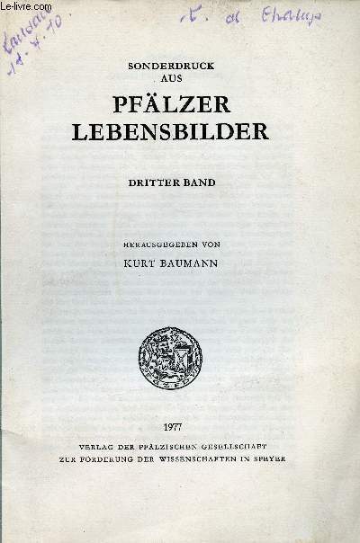 Sonderdruck aus Pflzer Lebensbilder. Volume III