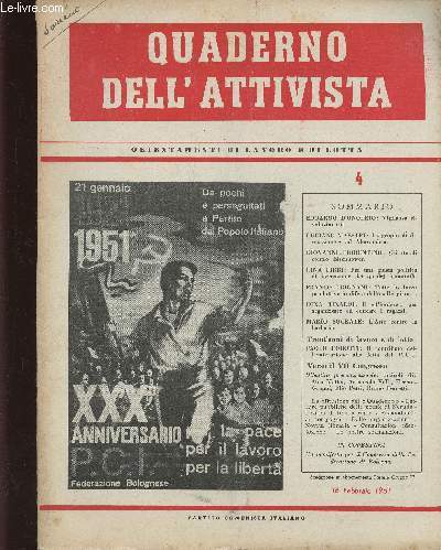 Quaderno dell' Attivista, n4, 16 Febbraio 1951 : Vigilanzia rivoluzionaria, par Edoardo D'Onofrio - I 