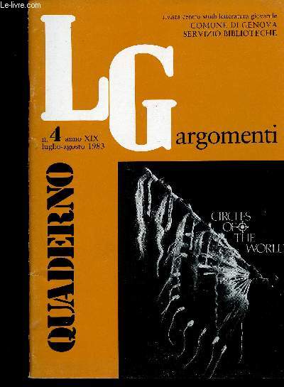 LGargomenti, anno XIX, n4, luglio-agosto 1983 : Sotto il pavimento, maggiore Roberts !, par Antonio Faeti - Immagini di indiani immaginari, par Marco Baliani - Il crepuscolo dell'eroe : Tommy River, par Pino Boero - etc