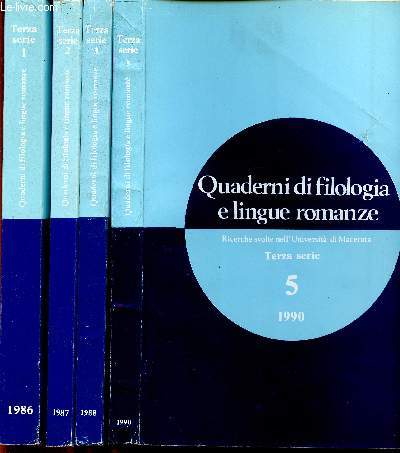 Quaderni di filologia e lingue romanze. Ricerche scolte nell'Universita di Macerata. Terza Serie, n1, 2, 3 et 5