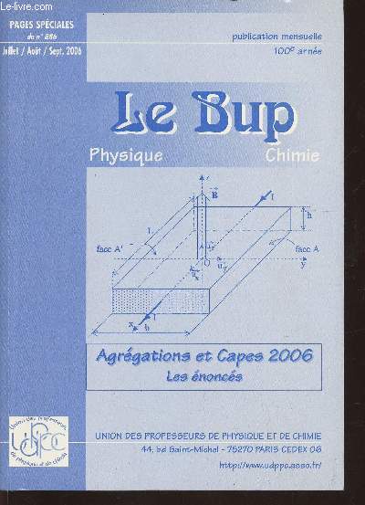 Le Bup physique-chimie n886- Juillet/Aout/Septembre 2006-Sommaire: Extrait de la 