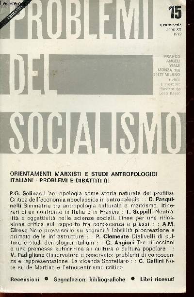 Problemi del Socialismo n15, anno XX, 1979 (extrait) : Note su de martino e l'etnocentrismo critico