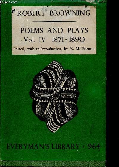 Poems and Plays. Vol. IV : 1871-1890 (Collection 