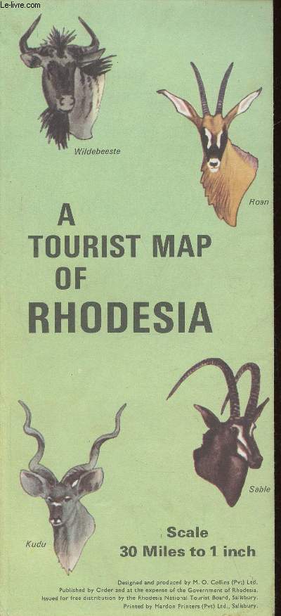 A tourist map of Rhodesia. Scale 30 miles to 1 inch