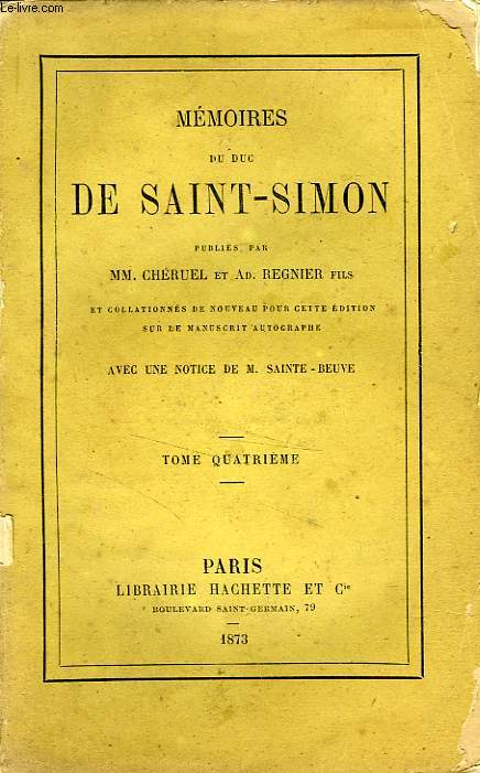 MEMOIRES DU DUC DE SAINT-SIMON, TOME 4 seul