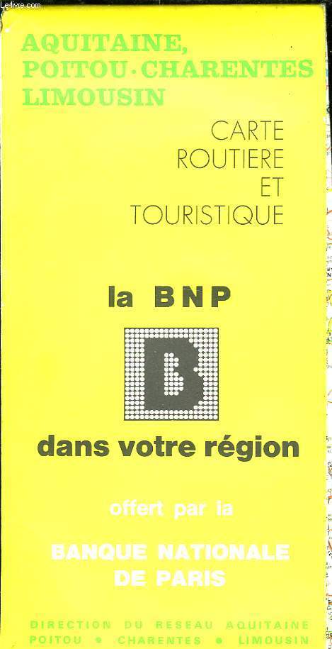 CARTE ROUTIERE ET TOURISTIQUE AQUITAINE POITOU CHARENTES LIMOUSIN