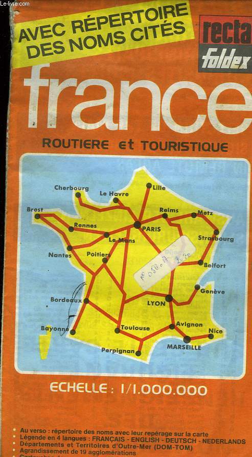 CARTE ROUTIERE RECTA FOLDEX DE FRANCE
