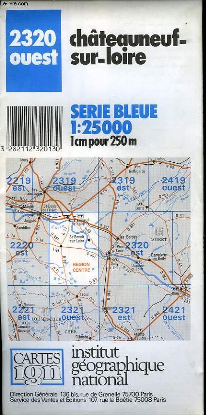 IGN, CARTE SERIE BLEUE 1:25000, n2320 OUEST, CHATEAUNEUF-SUR-LOIRE