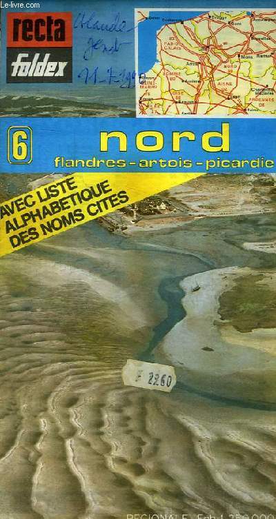 CARTE REGIONALE ROUTIERE NORD FLANDRES - ARTOIS - PICARDIE N6