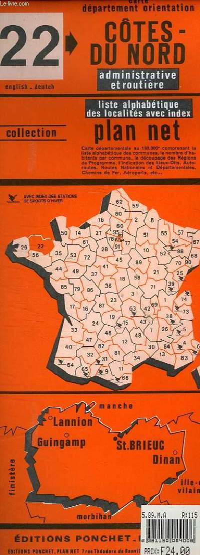 CARTE DEPARTEMENT ORIENTATION 22 COTES DU NORD