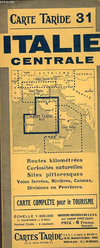 ITALIE CENTRALE N31 - CARTE COMPLETE POUR LE TOURISME