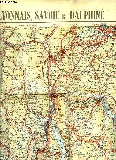 CARTE ROUTIERE POUR AUTOMOBILISTES & CYCLISTES - LYONNAIS, SAVOIE ET DAUPHINE