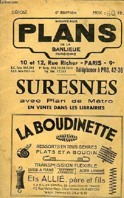 SURESNES AVEC PLANS DE METRO - NOUVEAUX PLANS DE LA BANLIEUE PARISIENNE