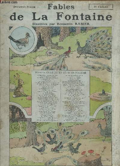 FABLES DE LA FONTAINE ILLUSTREES PAR BENJAMIN RABIER - DEUXIEME PARTIE - 70 FABLES.