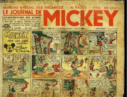 Le journal de Mickey - 4eme anne - n142 - 4 juillet 1937 - Numro spcial des vacances