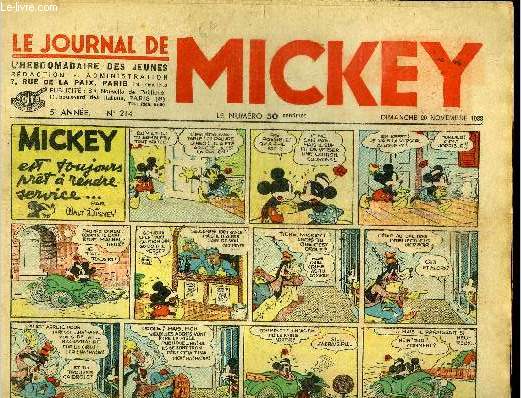 Le journal de Mickey - 5eme anne - n214 - 20 novembre 1938