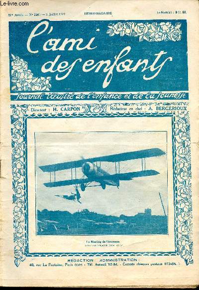 L'ami des enfants, journal illustr de l'enfance et de la jeunesse - Hebdomadaire n2261 - 2 juillet 1927 - Le meeting de Vincennes