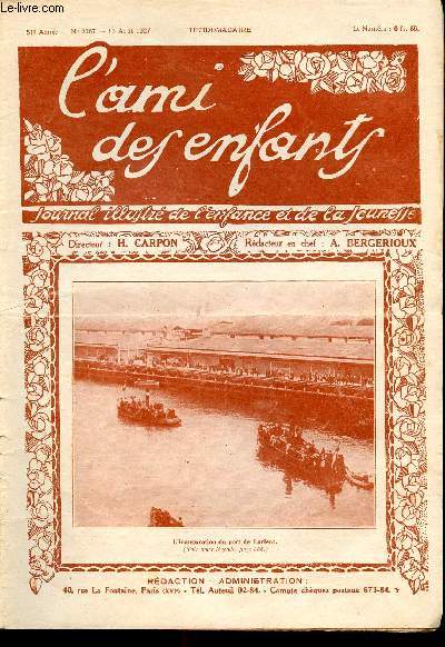 L'ami des enfants, journal illustr de l'enfance et de la jeunesse - Hebdomadaire n2267 - 13 aot 1927 - L'inauguration du pont de Lorient